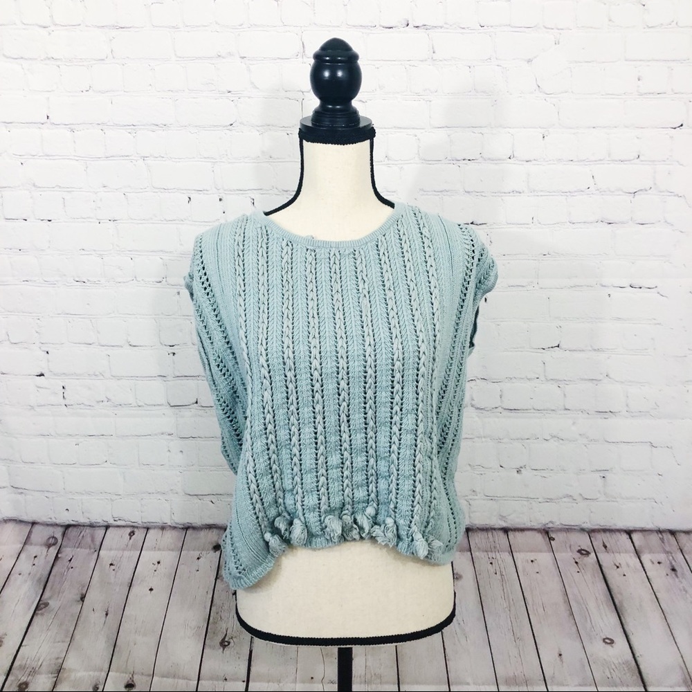 Lucky Brand Light Blue Cap Sleeve Sweater Sz XS